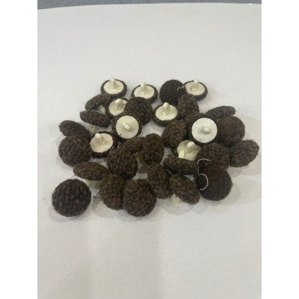 Lot of 33 VTG Round Brown Woven Fabric Covered Buttons for Sewing Crafts Apparel - Picture 3 of 3